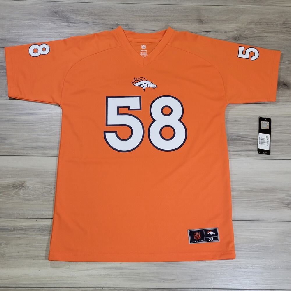 Denver Broncos Jersey Kids XL(18/20) Orange #58 Von Miller Short Sleeve New